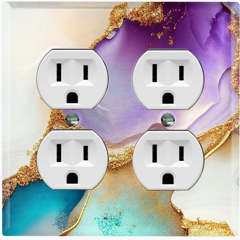 Copper Rust Patina Teal Print 2 - Gang Duplex Outlet Standard Wall Plate
