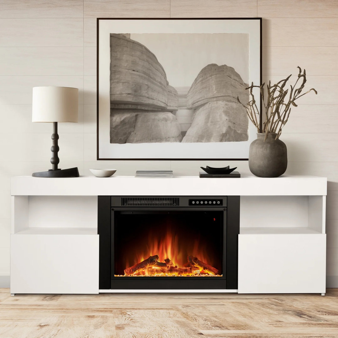 Free Standing Fireplace, Remote Control, 60'', Electric Fireplace Mantel, Adjustable Real 3D Flame Brightness (Lightoak) Symple Stuff 