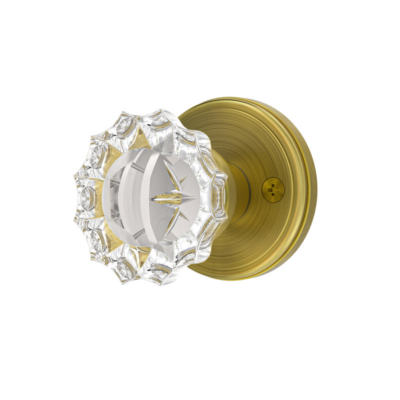 Coolnews Retro Elegant Series Crystal Passage Door Knobs, Antique Brass