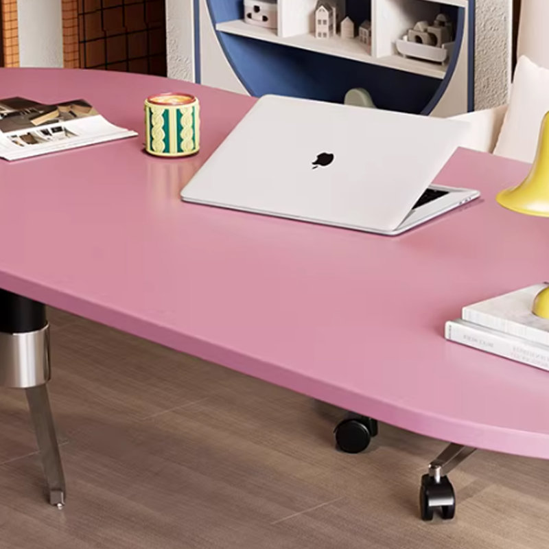 Bureau pratique moderne en forme ovale, H 29,52 po x l 62,99 po x P 27,55 po, Rose