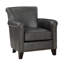 Meuble d'appoint traditionnel gris, base en bois massif, cuir, fauteuil classique avec coussins de siège en gris et structure en contreplaqué, rembourrage en mousse, sièges en cuir