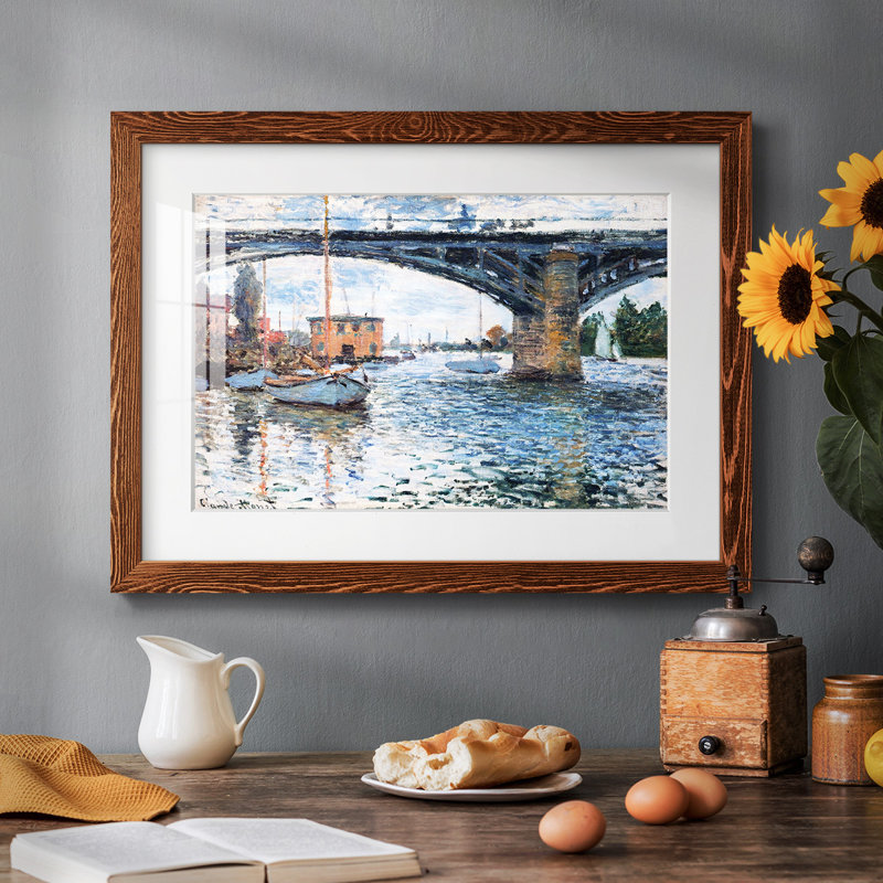 Le pont à Argenteuil, temps gris, 1874, Érable, H 26 po x l 38 po x P 1,5 po