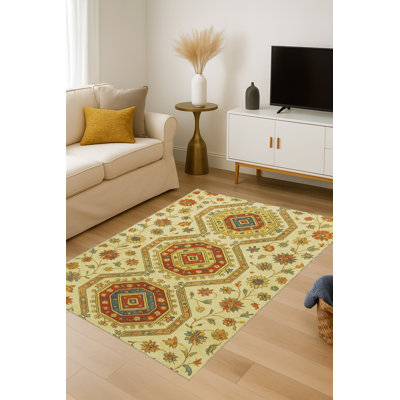 Tapis beige tissé traditionnel Mosso