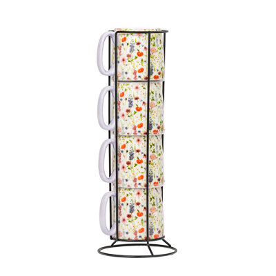 10 Strawberry Street Bella Demitasse Stack, Wildflower, Set Of 4