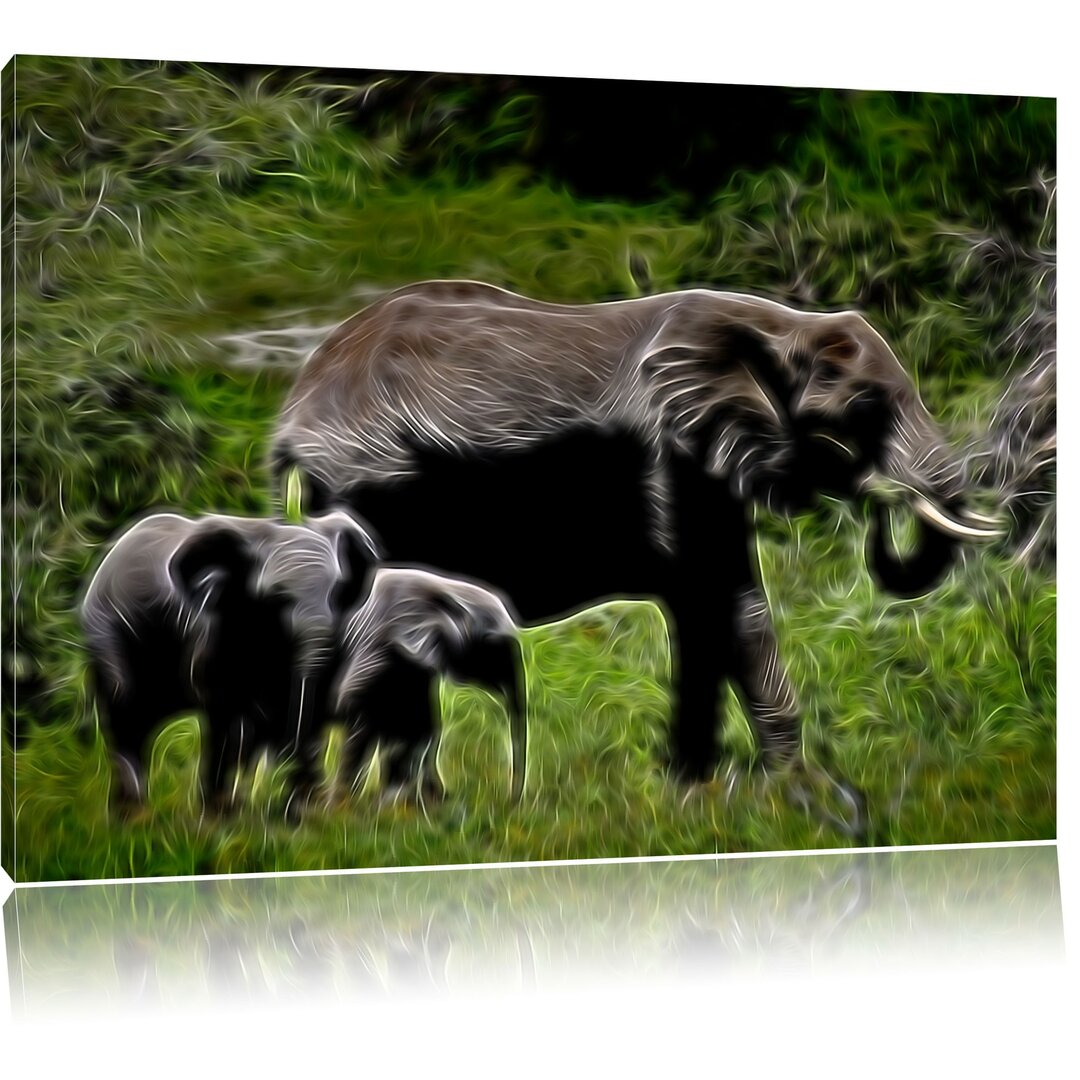 Leinwandbild Friedliche Elefantenfamilie