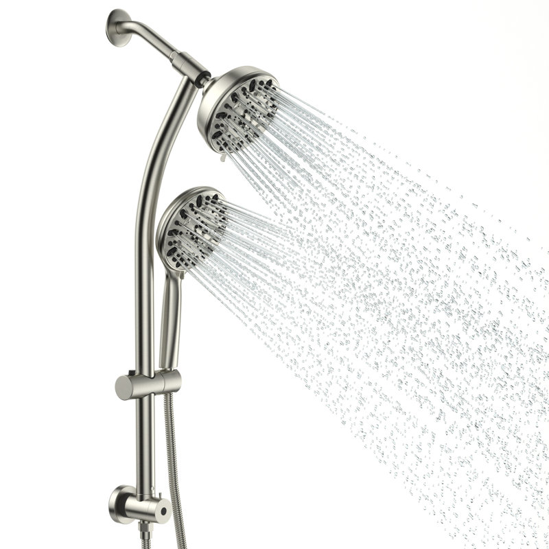 4.7" Multi Function Adjustable Dual Shower Head, Brushed Nickel