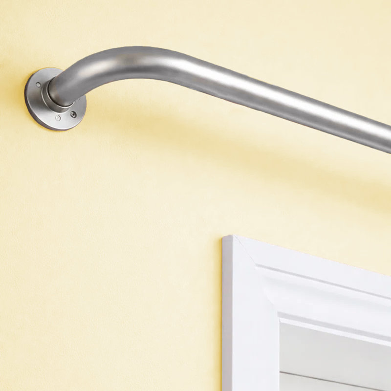 Blackout Curtain Pole Set - Extendable Adjustable Metal Rod with Finials, Rings & Hooks for Heavy Curtains, Chrome, 70-120cm