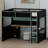 Space-Saving Loft Bed Frame with Workspace, Ambient Lights & Charging Hub-790208142