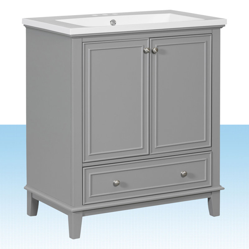 Meuble-lavabo simple 30 po avec comptoir, Gris