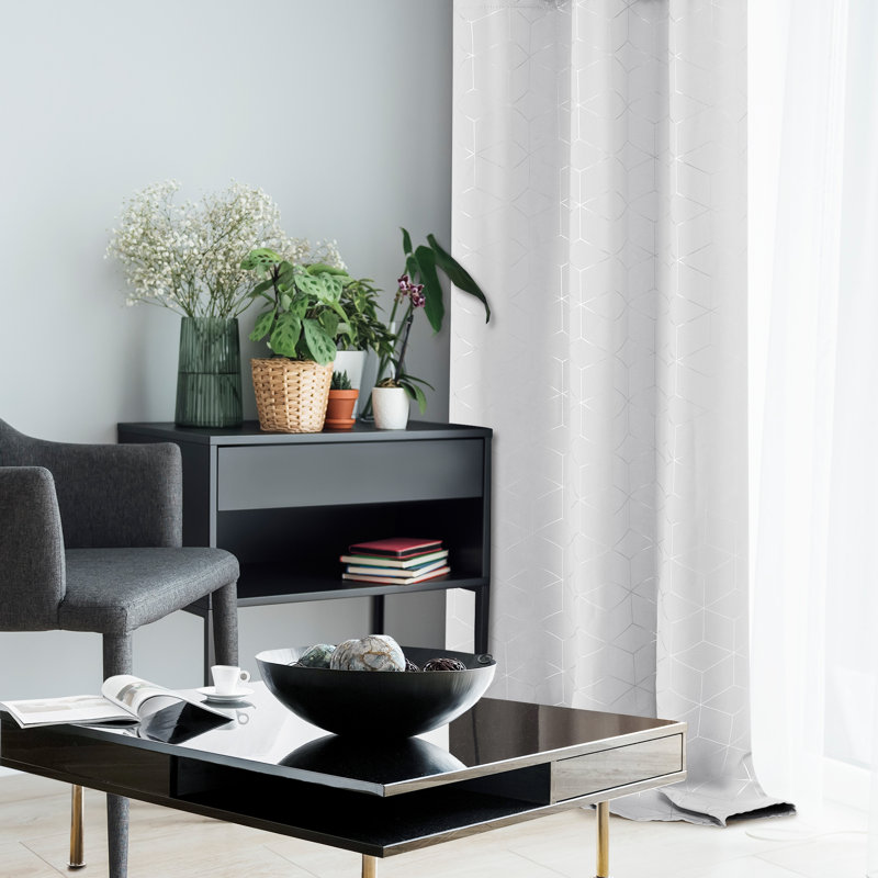 Joseba Room Darkening Single Curtain Panel, Grayish White