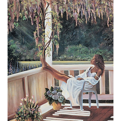 «Relaxing On The Porch», reproduction d'affiche par l'inconnu (21 X 24) # PD372