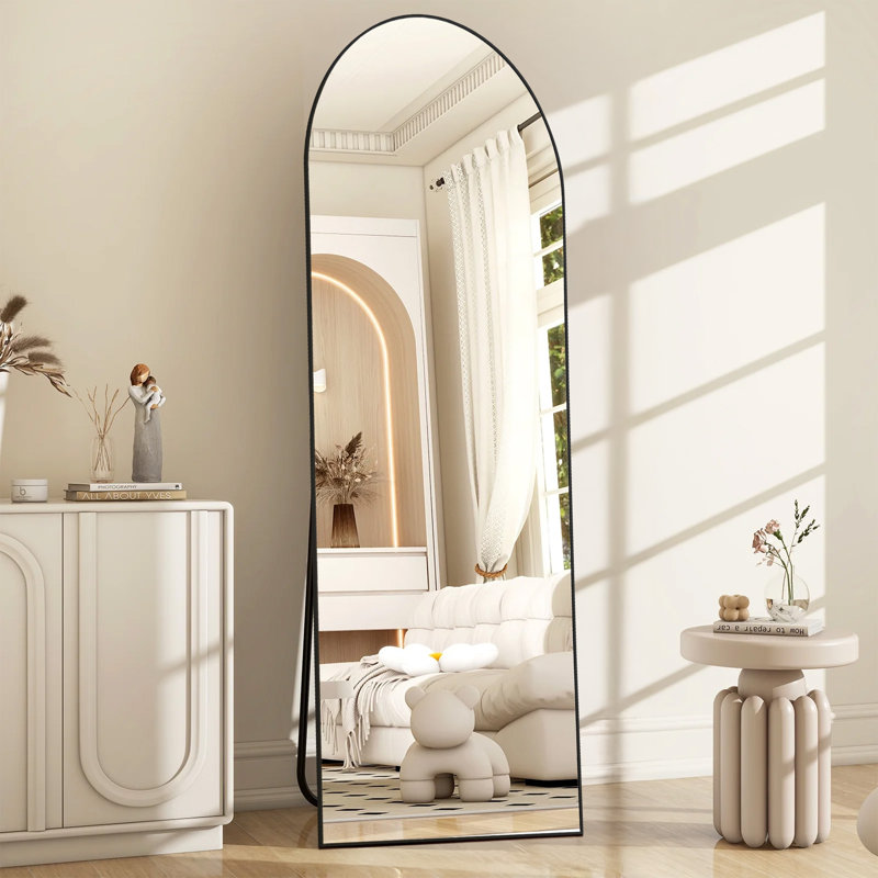  Miroirs muraux surdimensionnés en métal surdimensionnés avec support, Noir, 64 po x 21 po