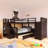 Solid Wood Frame Twin-Twin over Full L-Shaped Bunk Bed With 3 Drawers, Portable Desk and Wardrobe-101331791