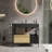 36" Bathroom Vanity with Sink, Metal Legs, Towel Rack, Drawer & Laundry Basket-122502074-122502077
