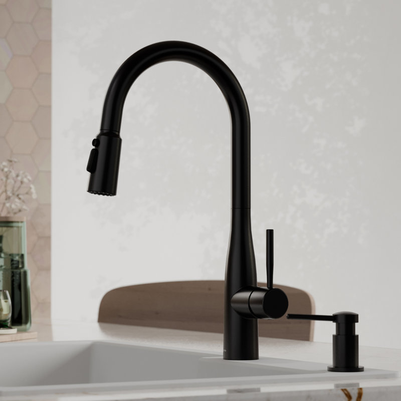 Robinet de cuisine rétractable avec pulvérisateurs interchangeables Karran, Noir mat