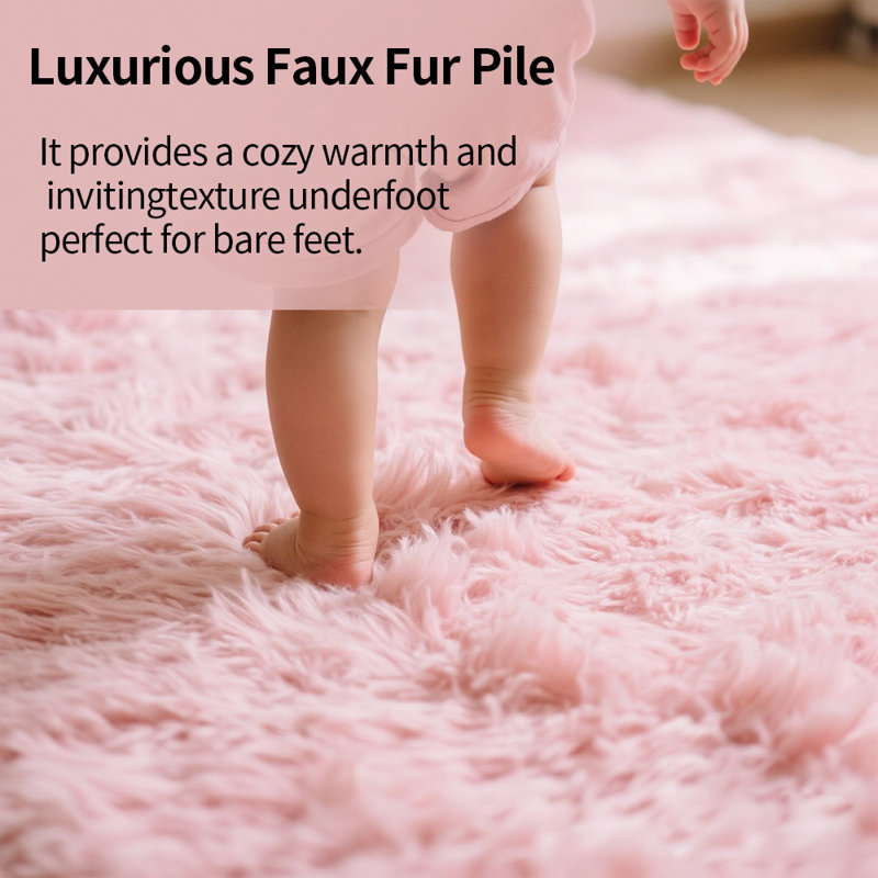 Tapis de salon en fausse peau de mouton rose Lush, Nouveauté 2 pi x 4 pi