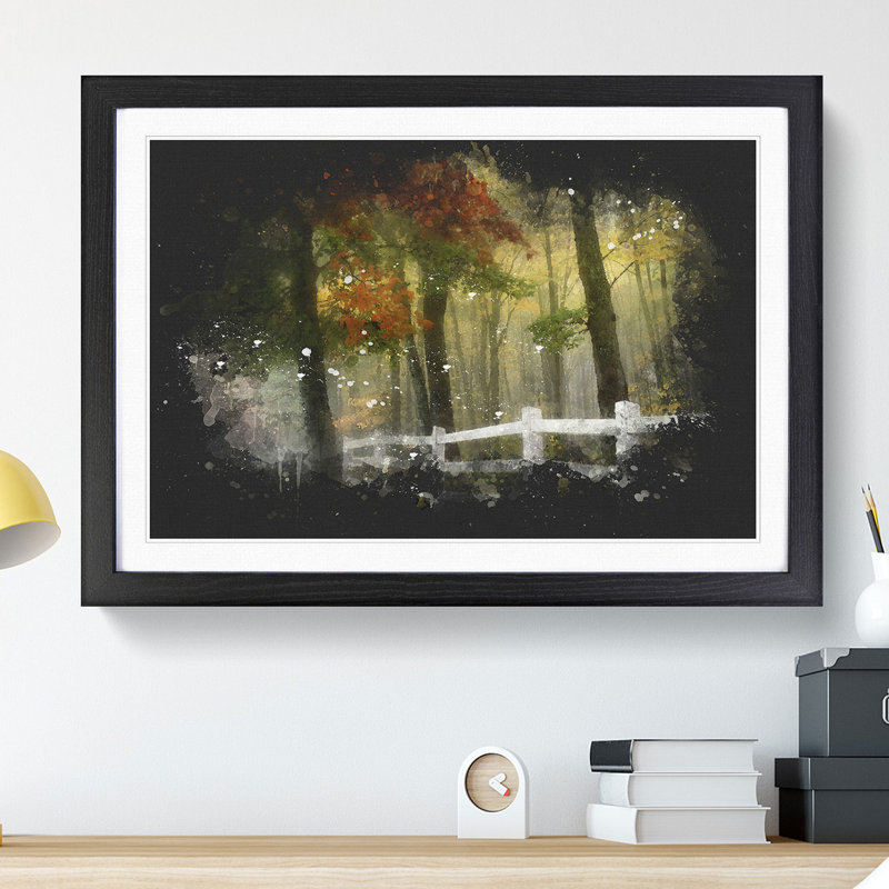 Autumn Forest Vol.6 Paint Splash - Picture Frame Graphic Art, 36cm H x 48cm W x 2cm D, Black