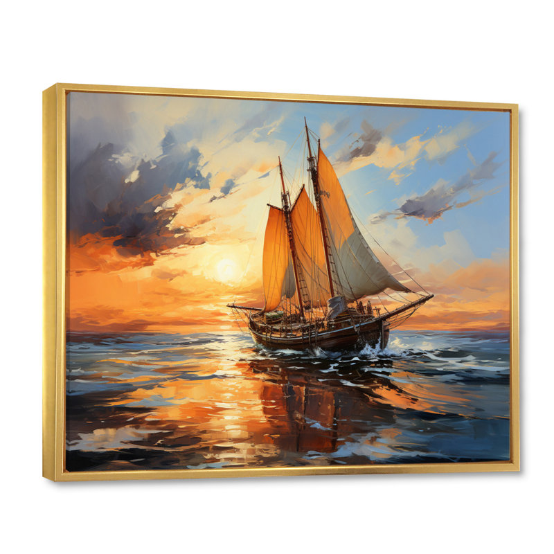 Boat Expressive Seascapes I - Reproduction, H 30 po x l 40 po x P 1,5 po, Cadre flottant doré