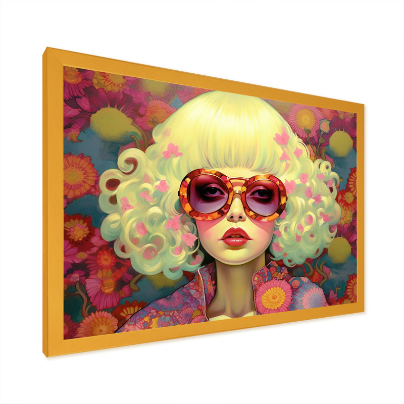«Retro Cool Discopunk Queen» sur toile, H 24 po x l 32 po x P 1 po, Cadre doré à une seule photo
