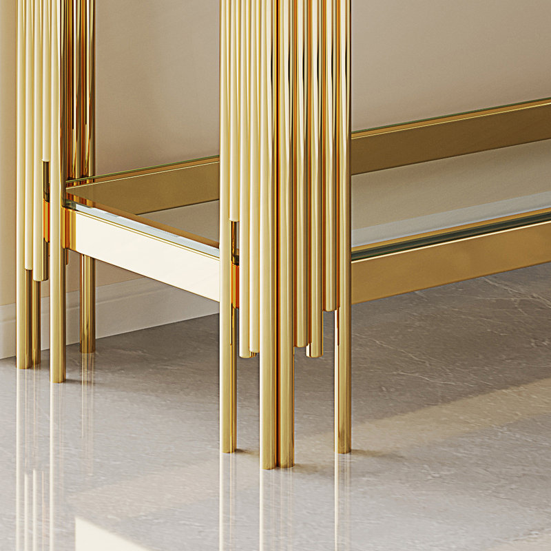 Modern Double Layer Tempered Glass Console Table
