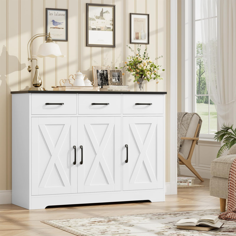 108cm Sideboard, White/Black
