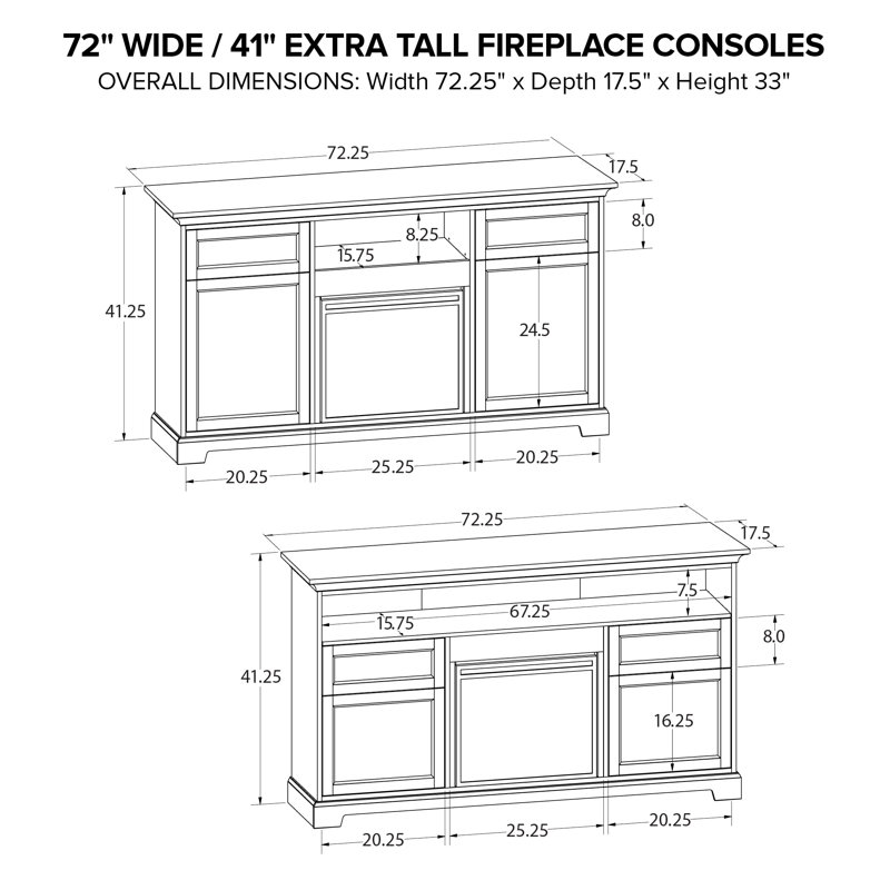 Unfinished TV Stand for TVs up to 43" with Fireplace Included