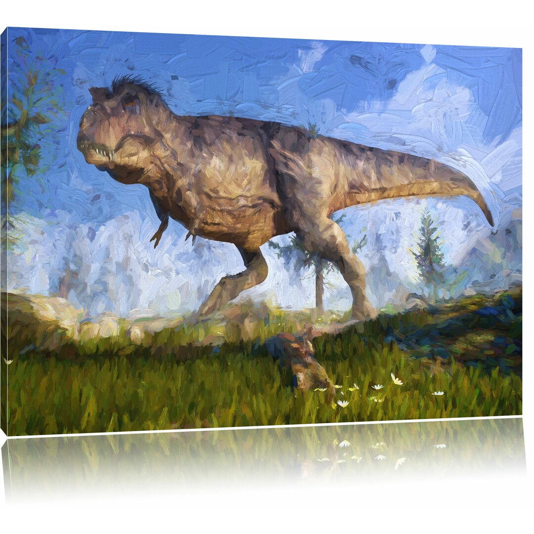 Leinwandbild "T-Rex Dinosaurier in der Natur", Grafikdruck