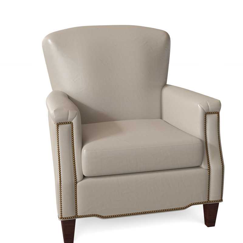 Vincent Upholstered Armchair, Empyrean Tweed Genuine Leather, Mahogany, French Natural