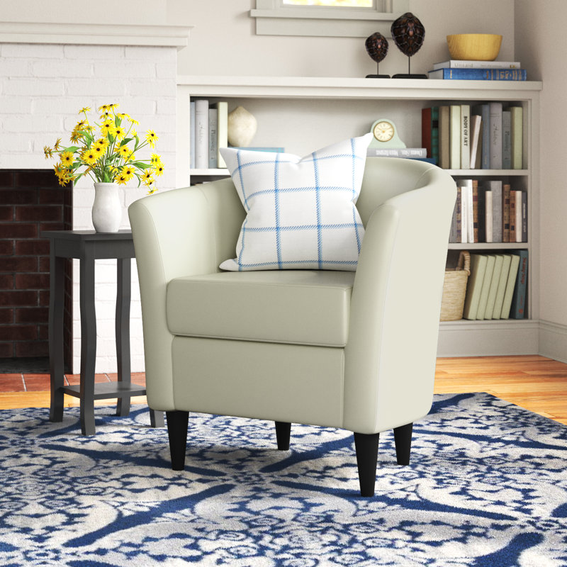Fauteuil demi-tonneau de 31,5 po Kronos, Similicuir blanc cassé