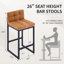 Tabouret de bar rembourré à dossier bas avec structure en métal épaissie pour îlot de cuisine-91899110-92115240-92115247
