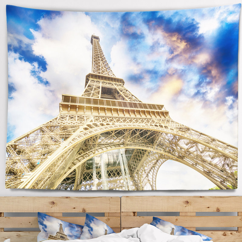 Tapisserie tour en ciel spectaculaire au dessus du sol de la tour eiffel cityscape, H 78 po x l 92 po