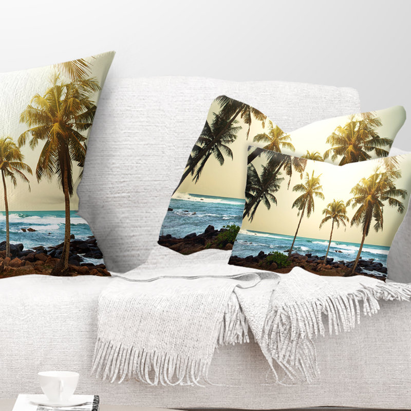 Coussin lombaire de mer tropicale avec palmier