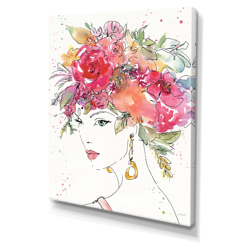 « belle fleur, couleur florale », peinture sur toile tendue, H 46 po x l 36 po x P 1,5 po