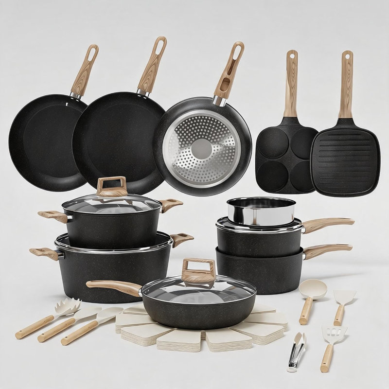 31-Piece Ceramic Non-Stick Cookware Set, Black