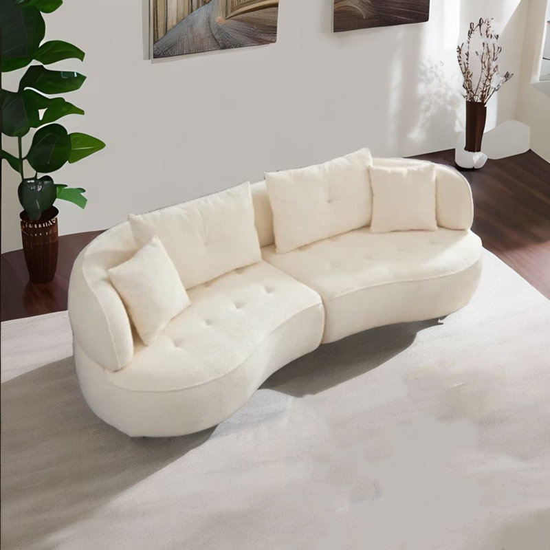 Canapé courbé 109 po Rawly, Tissu blanc