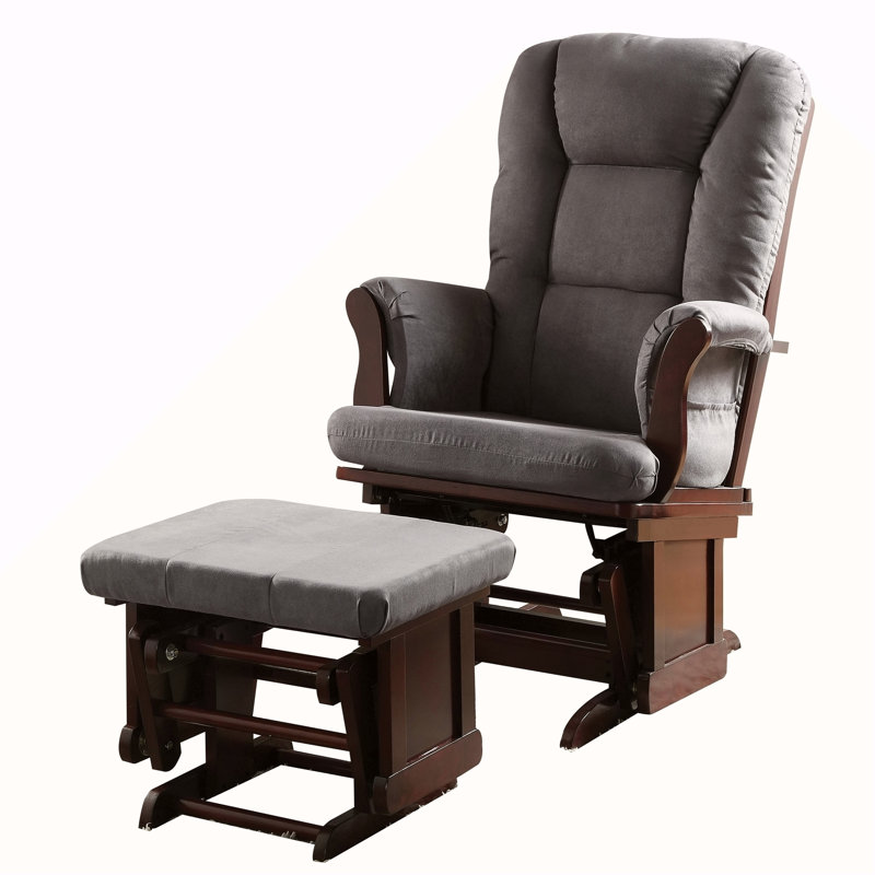 Comfortable And Stylish Glider Chair With Ottoman For Relaxation, Tan Fabric