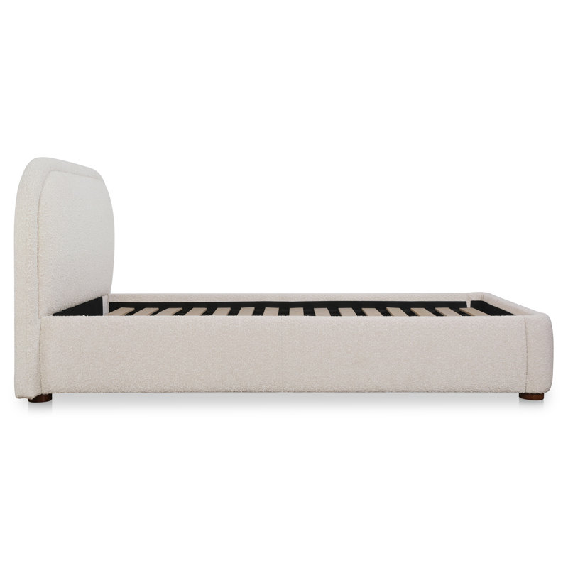 Shonda Upholstered Low Profile Platform Bed, Beige, Twin
