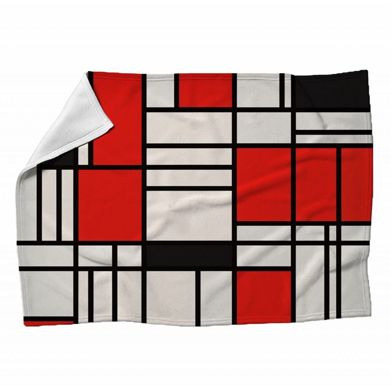 Machine Printed Throw Blanket, 60" L x 50" W, Plaid, Black/Red