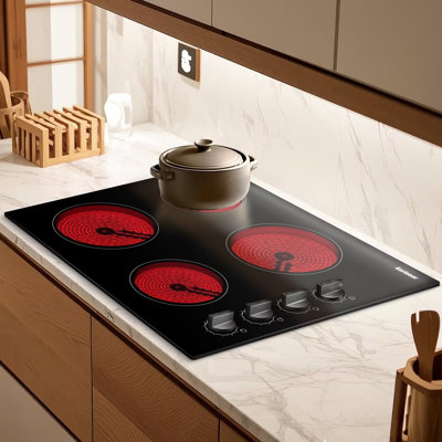 Karinear 4 Burner Electric Stove Top 23" Electric Cooktop Built-in 220-240v 6000W 9 Level hot plate
