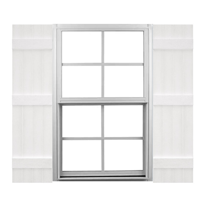 Vinyle Mid-America, quatre planches jointes TailorMade, volets Board-n-Batten, avec cages à volets, Blanc, 73"