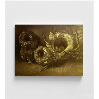 Nature morte avec trois nids d'oiseaux par Vincent Van Gogh, reproduction de nid, reproduction de peinture à l'huile d'oiseau, art de nid de Van Gogh, art mural