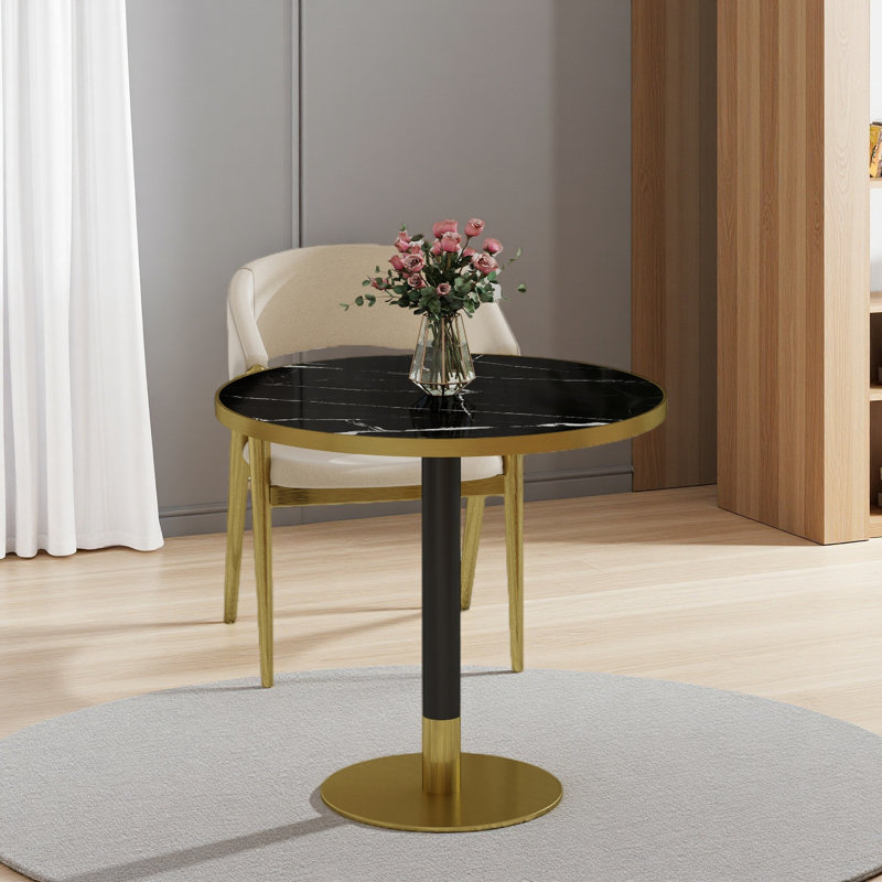 Table bistro ronde 31,5 po, Noir, Doré