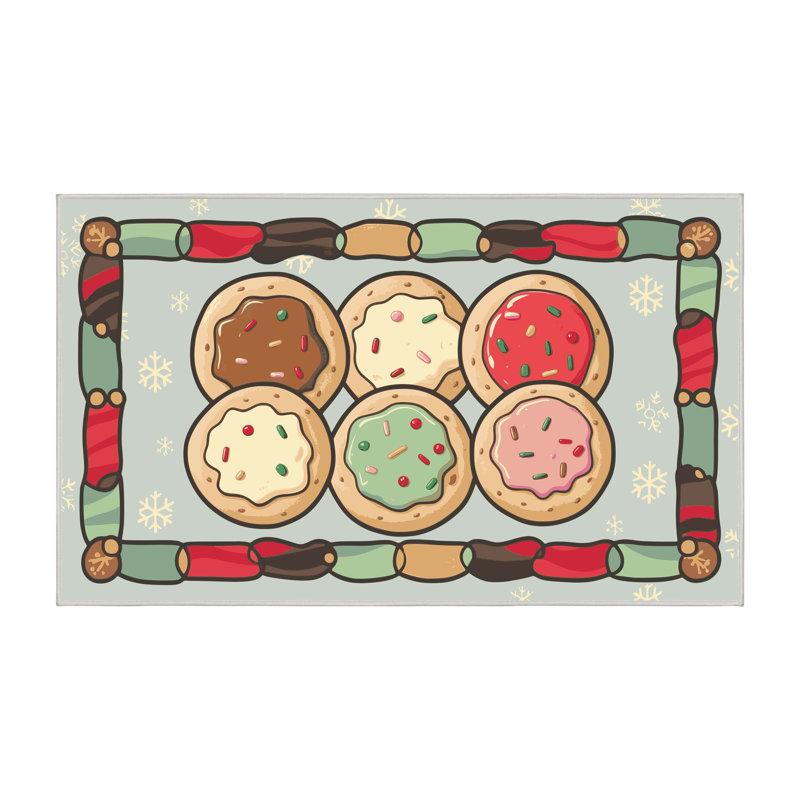 Tapis de vacances The Holiday Aisle® Cookies, Rectangle 7 pi x 9 pi