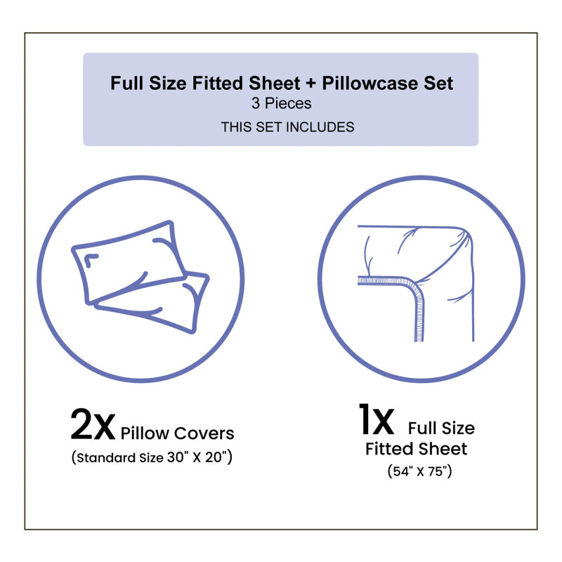 Microfiber Sheet Set, Full Sheet Set with Fitted Sheet