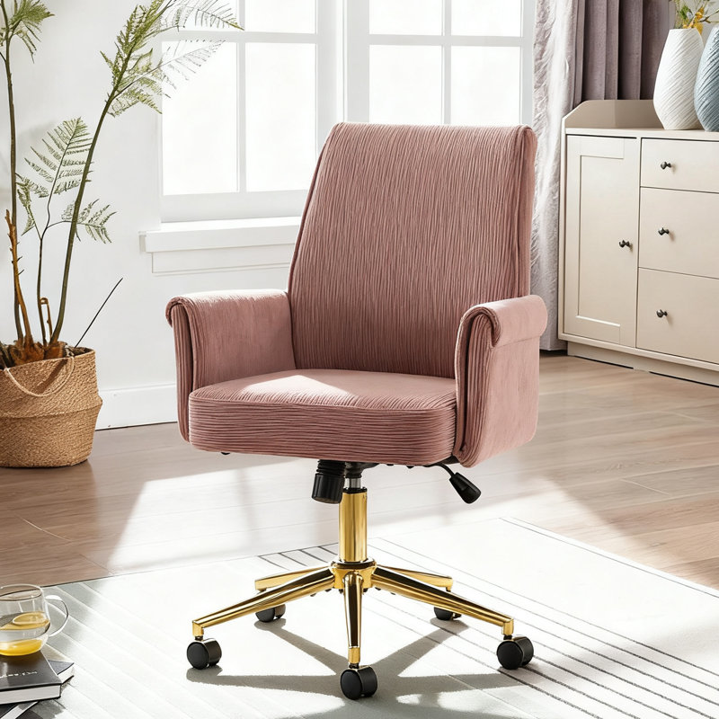 Modern Home Office Chair With Swivel Wheels, Pink