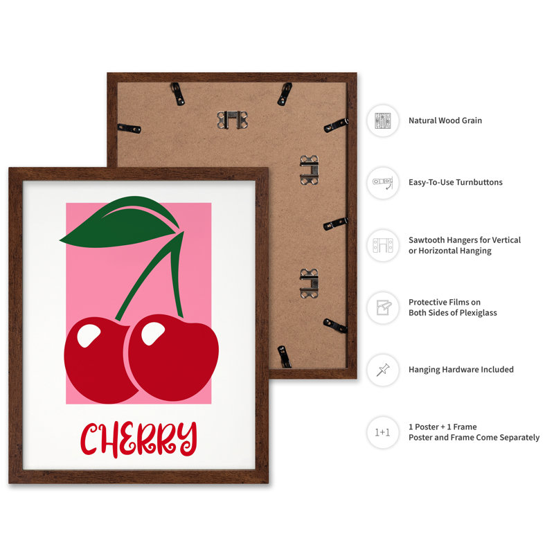 Cerise, Poster, 18"H x 24"W, Brown Framed
