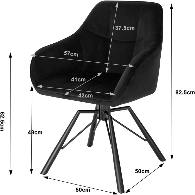 Alliene 48cm H Velvet Upholstered Armchair, Black, 2