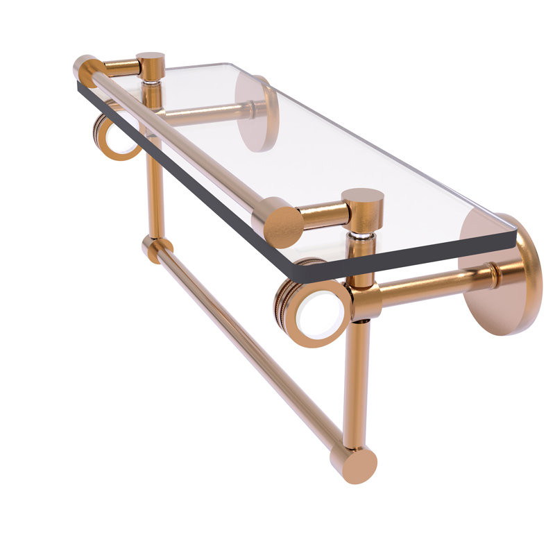 Tablette murale galerie de verre Margolis, Bronze brossé, H 6,7 po x l 16 po x p 5,8 po