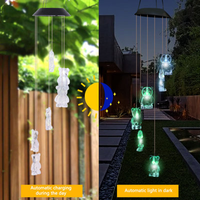 Bear Bells Wind Chimes Lights Outdoor Garden Wind Chimes Led Lights