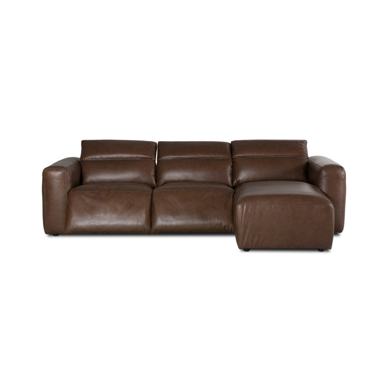 Radley 3PC Sectional W/RAF Chaise-Sonoma Coco, Right Hand Facing, Sonoma Coco Top Grain Leather
